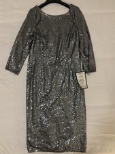 Adrianna Papell Women's Holiday Sequin Dress Size 8 Gunmetal/Silver NWT