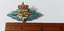 1902 R.D. Sterling Silver Enamel  Edwardian Crest Pin, Coat of Arms Canada