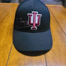 Indiana Hoosiers Blackout OneSize Stretch Fit Hat New M/L Baseball Cap