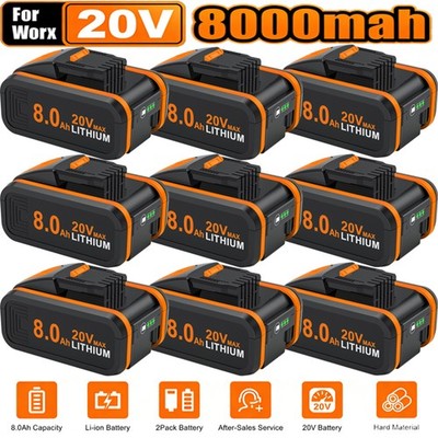 Ladegerät &Akku Für Worx 20V 8000mAh MAX Akku Ersatzakku WA3553 WA3551