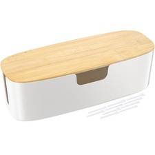 Large Cable Management Box - Cord Organize Box with Bamboo lid for Safe Home ...
