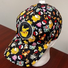 Pokemon Pikachu All Over Print Youth Baseball Cap Hat SnapBack Adjust. OSFM NWT