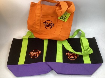 3 Trader Joe's Halloween Trick or Treat Canvas Tote Bag Multi 2025 Mini FREE SH