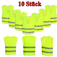 10 Warnwesten Unfallweste Neongelb Auto Warnweste Sicherheits Weste KFZ Waschbar