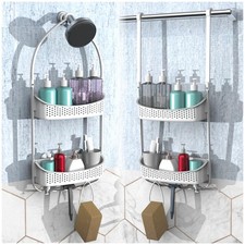 Shower Caddy Hanging; Anti-Swing shower basket over Showerhead with Suction C...