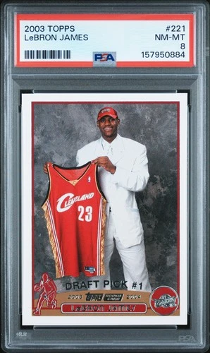 2003 TOPPS #221 LEBRON JAMES ROOKIE RC PSA 8
