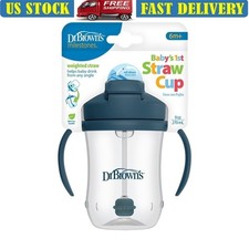 Baby First Straw Cup Spill Proof Weighted Straw Easy Grip Travel Friendly 9oz 6m