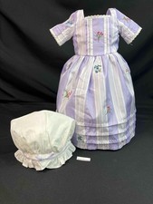 American Girl Felicity Traveling Purple Meet dress/gown Mob Cap AG tags Retired
