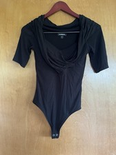 Express Women's Black One Piece Bodysuit M Regular Size Solid Opaque