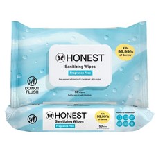 The Honest Company Fragrance-Free Sanitizing 50 Count Pack of 2 , white
