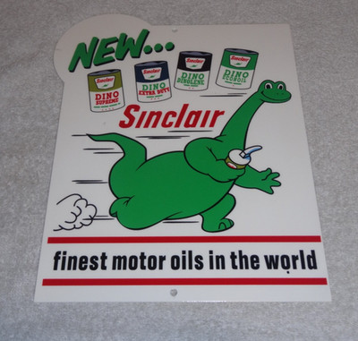 VINTAGE SINCLAIR DINO DINOSAUR MOTOR OIL 12'' METAL SERVICE STATION GASOLINE SIGN