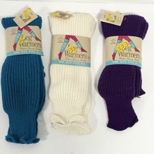Vintage Leg Warmers Lot Knit Acrylic One Size Teal Blue Ivory Purple Retro NOS