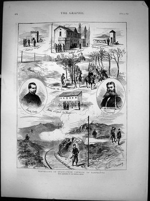 Old Travelling In Spain From Tafalla To Pampeluna Railway Troops 1873 Victorian