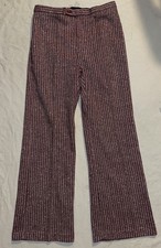 VTG 70  s Women  s SEARS Red White Wool Herringbone Flare Pants High-Rise 28x28