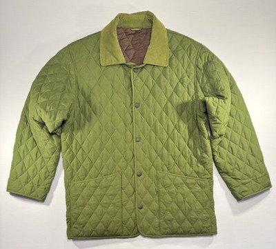 John Partridge Quilted Jacket Cost Men s Size Large Corduroy Collar Green