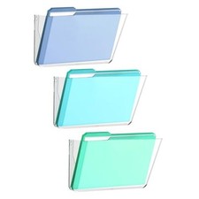 Clear Acrylic Single Pocket, Large Plastic Hanging Wall Mount File 3 Pack