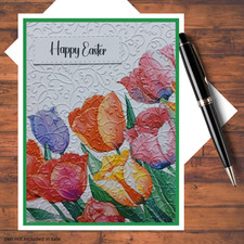 Easter Tulips Embossed Handmade DIY Card Kit: Set of 6 with Envelopes