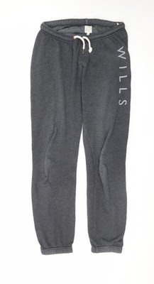 Jack Wills Damen Jogginghose grau Logo Größe 12 Fleece gefüttert