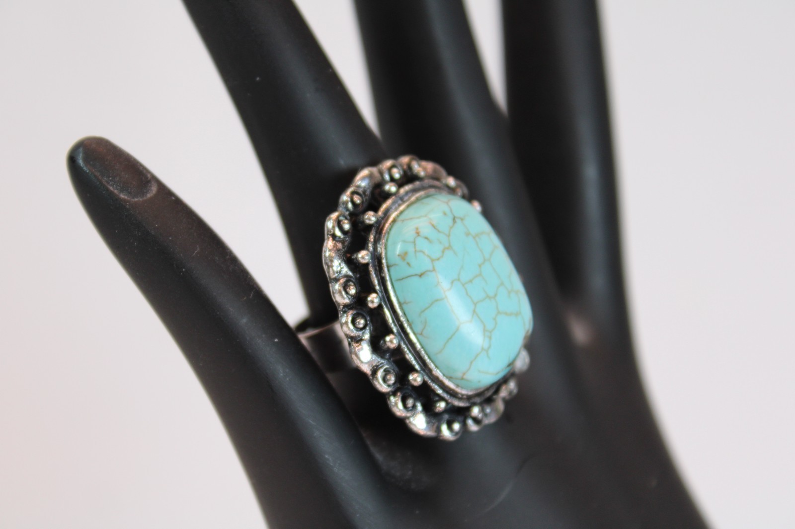 Turquoise Silver Native American Ring Adjustable … - image 2