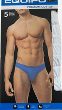 Equipo Men's Solid Bikini Briefs Underwear 5-pack Solid White Size L NEW Rare