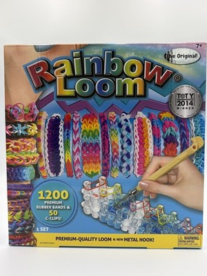 NEW! OPEN BOX! RAINBOW LOOM 1200 RUBBER BANDS LATEX FREE with METAL HOOK!