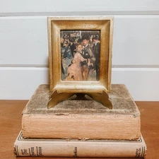 Vintage Gold Giltwood Mini Wall Hanging| Renoir Dance in the City on Fabric