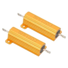 50W 12 Ohm Aluminum Shell Resistor, 2pcs Housing Resistor 5% Tolerance, Golden