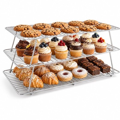 Cooling Rack, 3 Tier Stackable Cooling Racks for Cooking Baking Roasting, Mul...