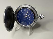 Vintage Molnija Quartz Pocket Watch USSR Blue Dial Ornate Case Working