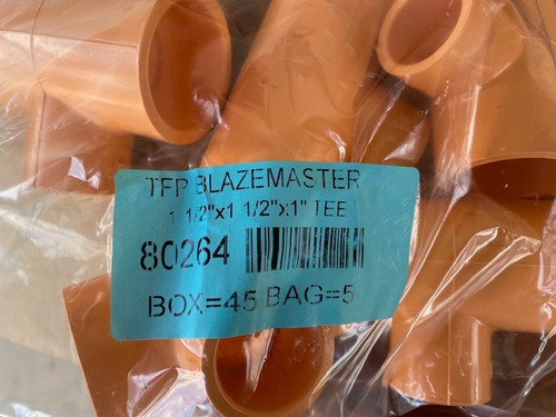 (5 PACK) 1-1/2 x 1-1/2 x 1 In Tyco Blazemaster 80264 CPVC Tee, SOC (NEW)