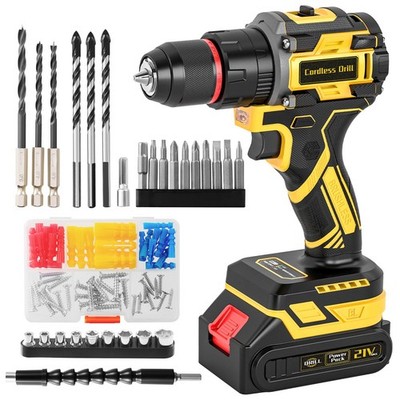 21V Brushless Cordless Drill Set, PowerDrill with 2.0Ah Battery and Charger, ...