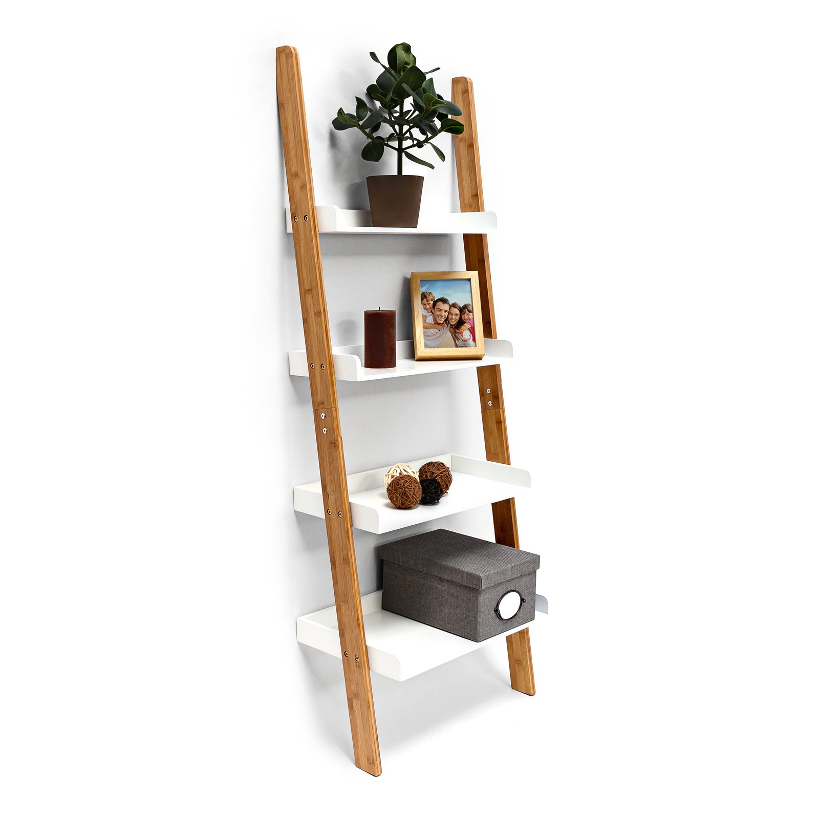 Etagere echelle meuble de rangement bibliothèque moderne 4 étagères 4