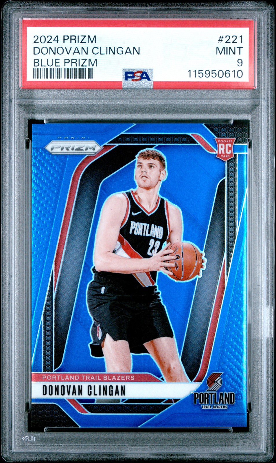 2024 Panini Prizm #221 Donovan Clingan Blue Prizms Rookie Card RC /199 PSA 9