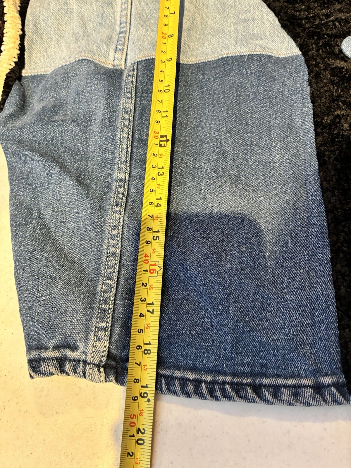 Denim Patchwork Knit Cardigan Jacket Cropped Butt… - image 4