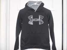 Under Armour Boys YLG Black Logo Hoodie Sweatshirt Loose Youth Large