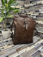 Borsa Zaino in Ecopelle Marrone Capiente Eleganter Herren Rucksack Braun Vinatag