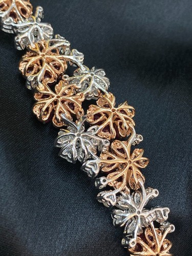 Classy 31.38 Cts Heart Round Shape Diamonds Ruby Tennis Bracelet 14K Two... - Picture 14 of 14