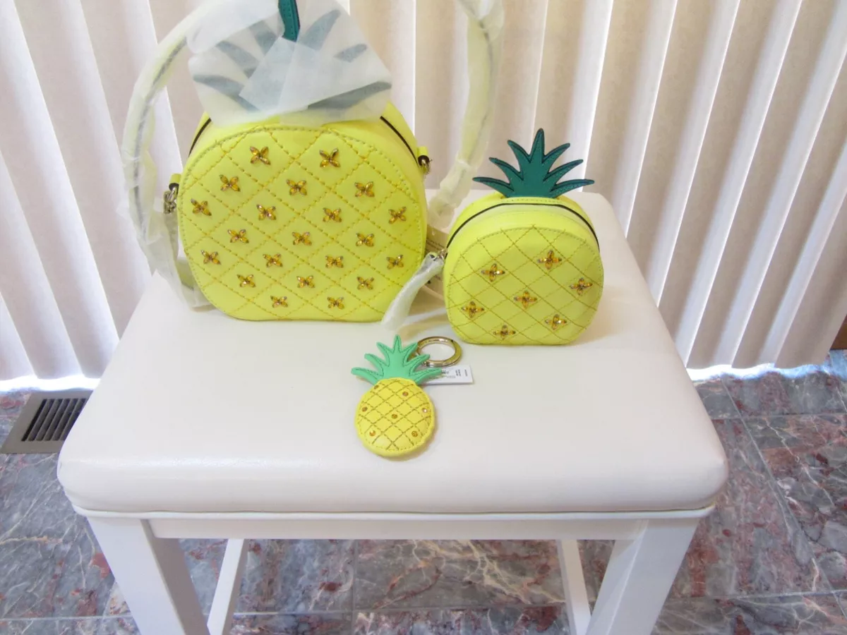 Kate Spade Wicker Trunk Traveler Crossbody Pineapple Charm Parchment Yellow  NWT | eBay