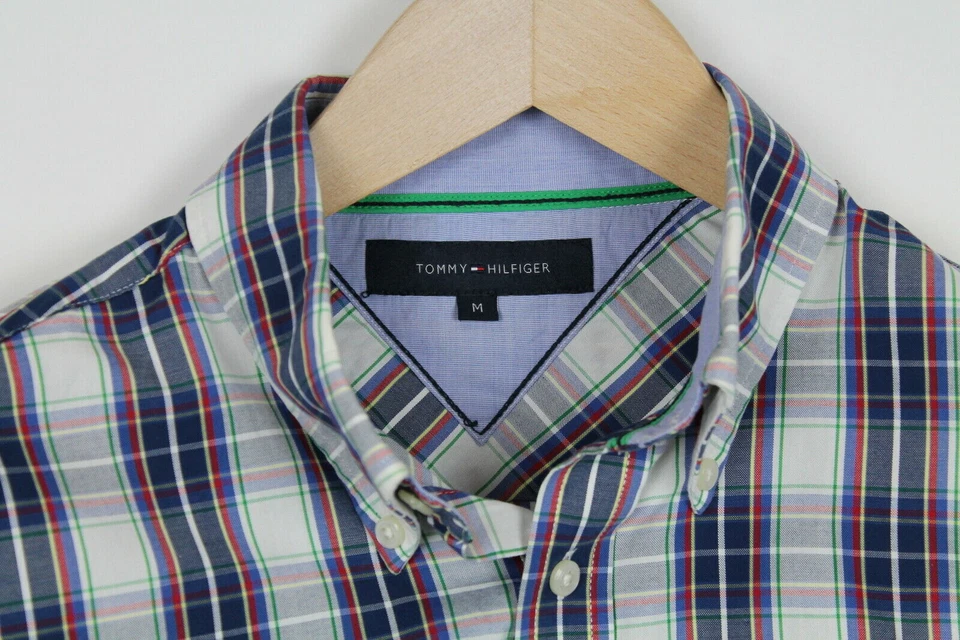 TOMMY HILFIGER | Mens Blue White Multi Casual Plaid Western Check Shirt | Medium Foto 4 de 4