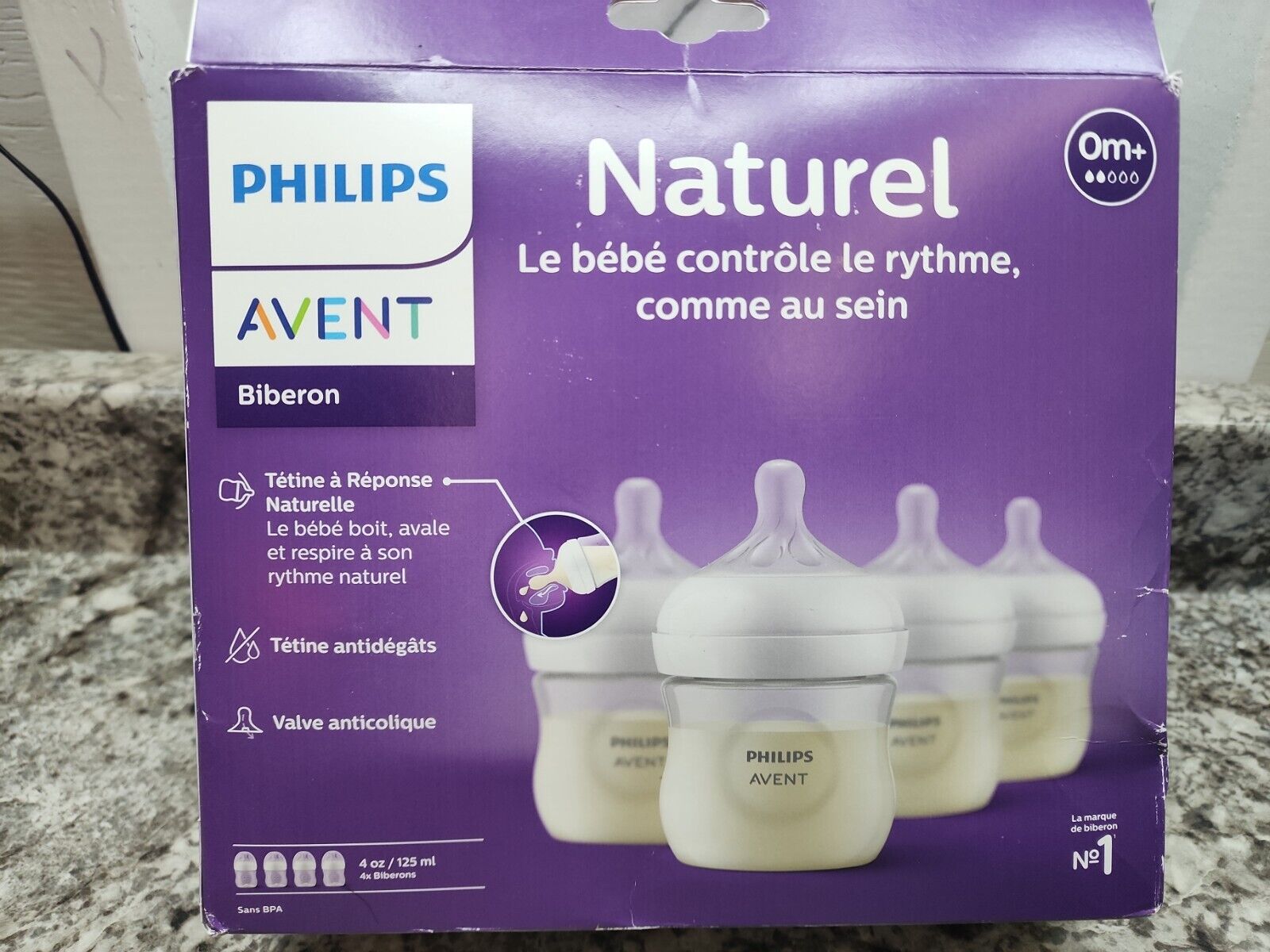 Philips Avent Natural Response Baby Bottle Pack of 4 4oz/125ml Flow 2  Nipple