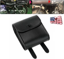 Pu Leather Bike Storage Universal Motorcycle Saddle Luggage Side Tool Bag Black
