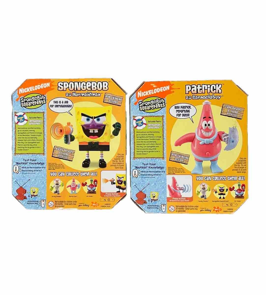 Spongebob Patrick Mermaid Man Barnacle Boy 6 Talking Figure 2005 Batts ...