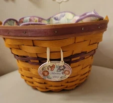 Longaberger 2000 May Series “Morning Glory” Basket #18899,Liner,Protector,Tie-on