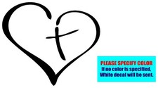 Heart with Cross in Center Vinyl decal sticker Graphic Die Cut Car Truck 9"
