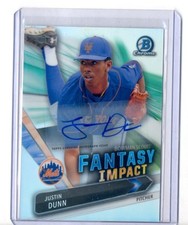 JUSTIN DUNN 2016 BOWMAN CHROME FANTASY IMPACT REFRACTOR AUTO ROOKIE RC #14/50