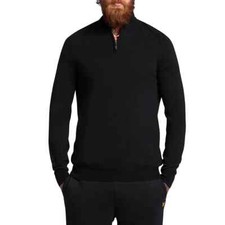 NEW Lyle  Scott Men's Tonal Eagle 1/4 Zip Knit Golf Pullover Black KN1771ES Med