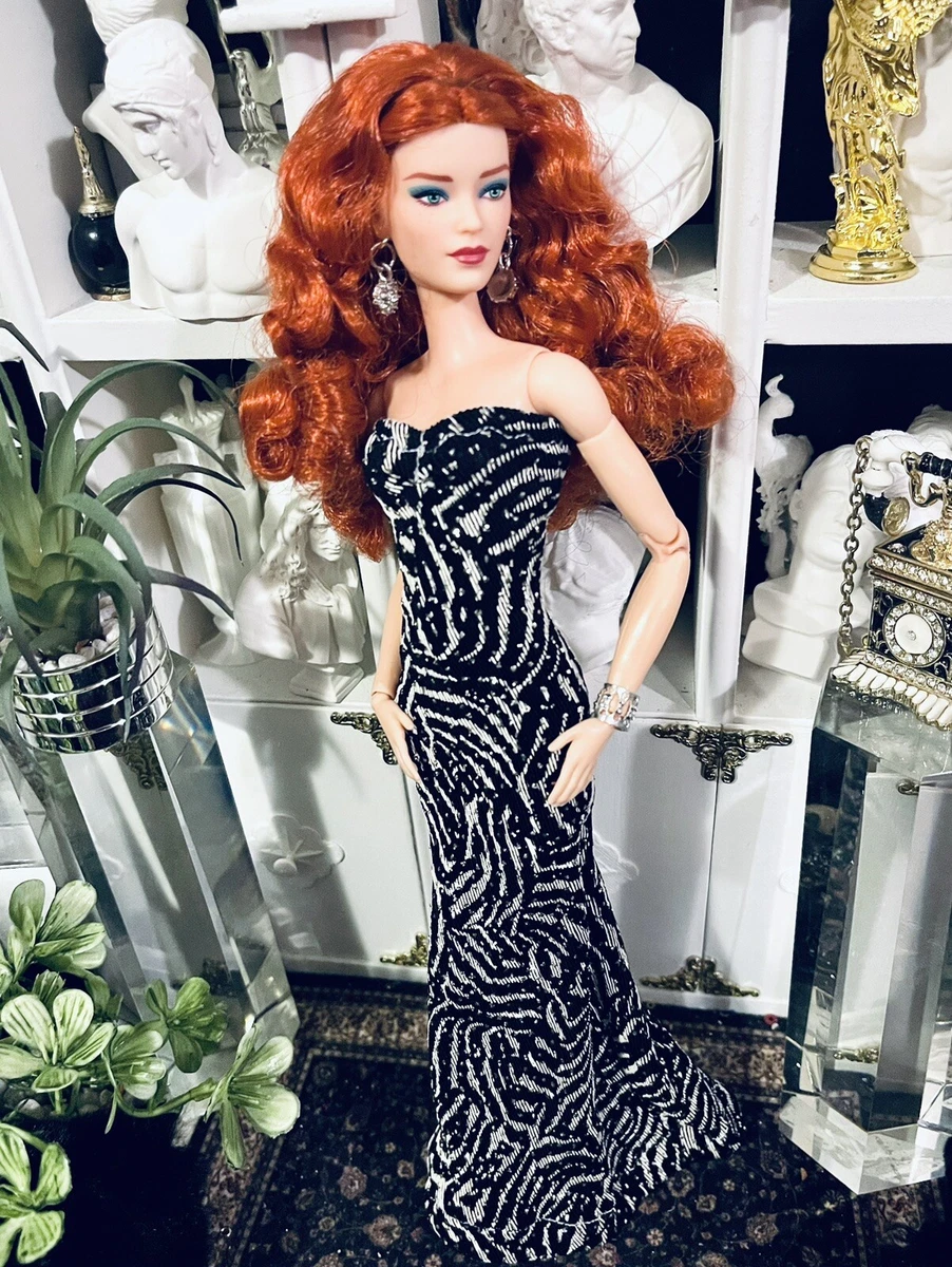 OOAK Barbie Size Elegant Sparkling Black Silver Evening Gown ensemble! Last One!