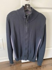 DKNY Jeans Men's Warm Fleece Sweater Size M Black Full Zipper
