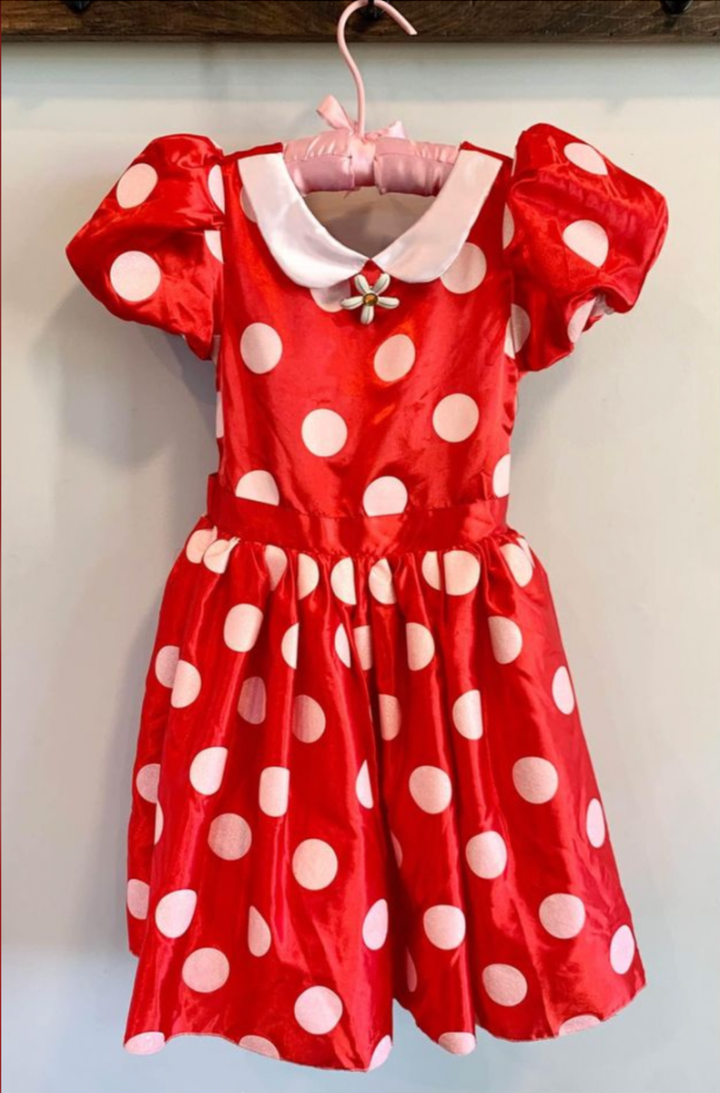 red and white polka dot minnie mouse dress Authentic Disney Red & White Polka Dot Minnie Mouse Dress Costume Girls’ Sz  7/8