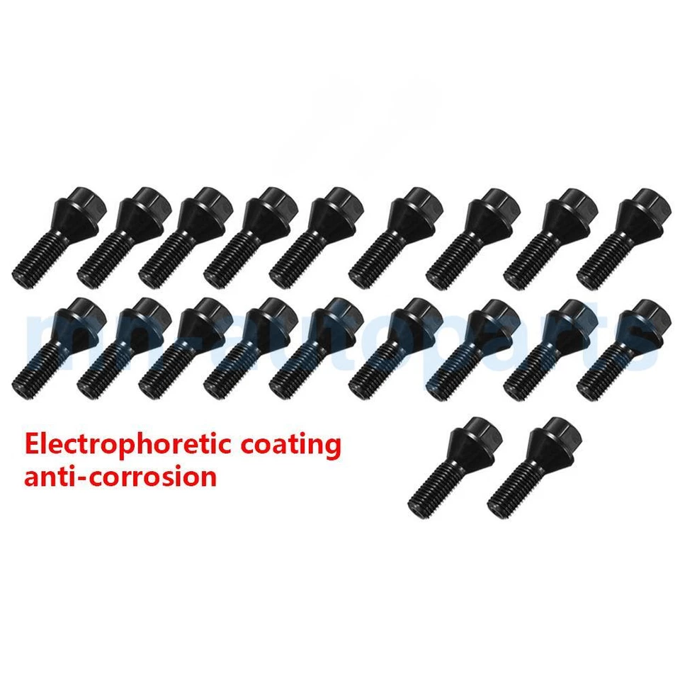 20X M12x1.5 Black Wheel Lug Bolts for BMW E36 E46 E60 E90 E92 E39 E82 E88 Z4 Z3 Foto 2 de 4